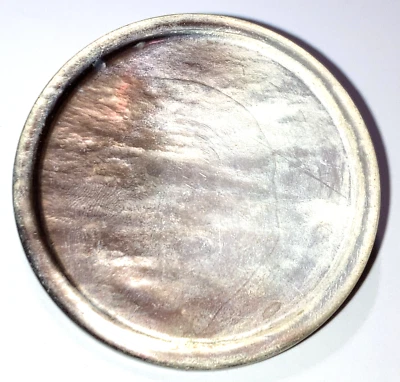 VTG Large Grey White Iridescent Round Shell Button 1-1/2" Metal Shank - Image 1 of 4