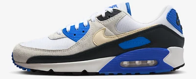 Nike Air Max 90 PRM White Racer Blue Black Khaki SZ 9 Men's HF3449-100 - Image 1 of 4