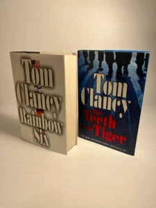 2x Tom Clancy Hardcover Novels - Teeth of the Tiger, Rainbow Six - HBDJ - Picture 1 of 5