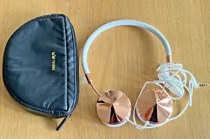 Frends Taylor White Leather Over-the-Ear Wired Headphones Rose Gold VGC & Pouch - Picture 1 of 9