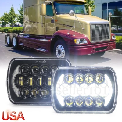 Pair 5X7 7X6" LED Headlights For International 9200i 9400i SBA 9900i 5600i 3800 - Image 1 of 4