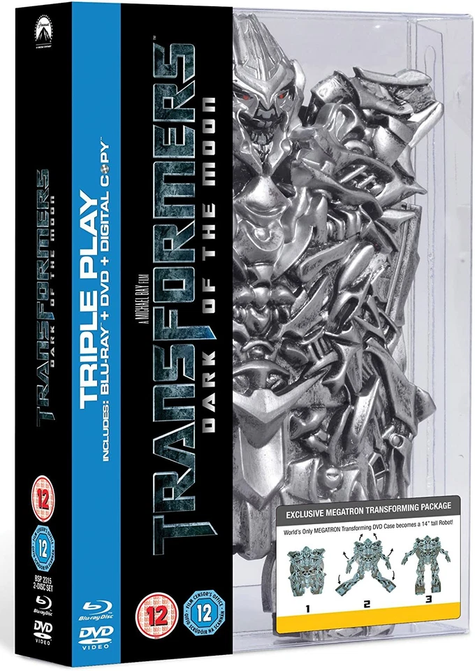 TRANSFORMERS DARK OF THE MOON TRIPLE PLAY BLU-RAY DVD TRANSFORMING MEGATRON TOY  - Image 1 of 1