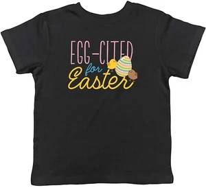Easter Kids T-Shirt Egg-Cited for Easter Chick Egg Childrens Boys Girls Gift - Zdjęcie 1 z 8