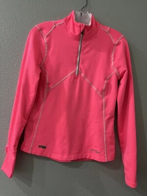 SAUCONY LOGO VIZI PRO THUMB HOLE BARBIE PINK POLO ZIP WORKOUT SWEATSHIRT JACKET - Image 1 of 4