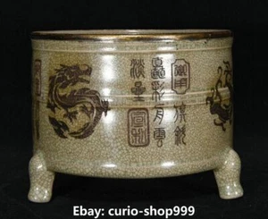 Song Dynasty Ru Kiln Porcelain Inscription Dragon Beast Incense Burner Censer - Picture 1 of 9