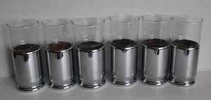 Juego de 6 Highball vintage con aislamiento de cromo y cristal Hellerware - Imagen 1 de 16