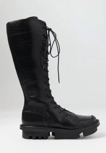 Trippen Black Leather Lace Up Chunky Sole Knee Boots 40 (10) BNIB - Picture 1 of 13