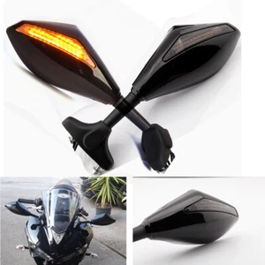 Motorcycle Side Mirrors LED Turn Signals For Suzuki SV650S SV1000S GSXR 600 750 - Picture 1 of 13