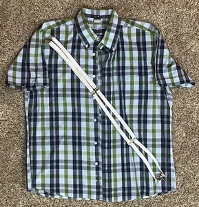 Warrior Clothing UK Men's XL USA (2XL UK) Plaid Button Short sleeve w/braces - Picture 1 of 7