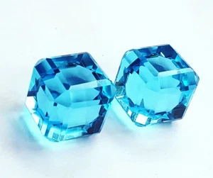 Certified Aquamarine 55 To 60 Ct Cube Pair Shape Loose Gemstone - Picture 1 of 7