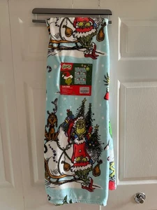 NEW The Grinch Christmas Blue Throw Blanket 50”x70” Sleigh Max - Picture 1 of 5