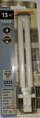 Lot of (4) ~ SYLVANIA Premium Cool White 13W CF13/DS/841/ECO/BL, GX23 Base,2 Pin - Image 1 of 3