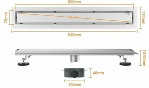 PrimeMatik - Duschablauf Linearrinne 50x7 cm rostfrei für Flieseneinsatz - Bild 1 von 9