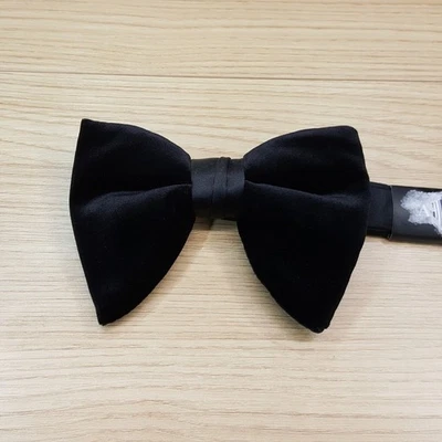 ALFANI 男式领结纯色黑色大号 XL 天鹅绒预绑 — 第 1/2 张图片