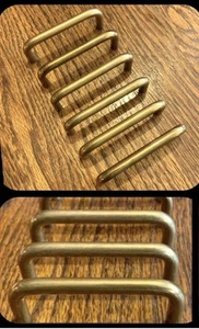 6 Handles Bar Antique Brass Polish Cabinet Drawer Round Top Mid Century Vintage - Picture 1 of 5