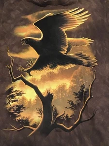 The Mountain T Shirt Eagle Bird Fantasy Tye Dye Brown Size Medium Vtg - Picture 1 of 6