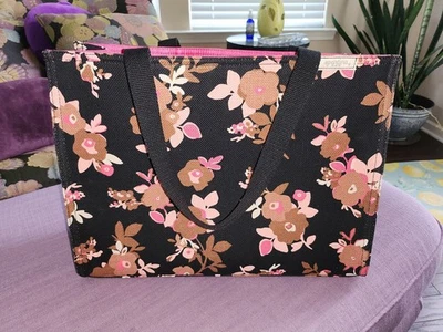 Bolso de Mano SPARTINA 449 Verdier Mercado de Lino Negro Marrón Rosa Forrado Shopper Foto 1 de 4