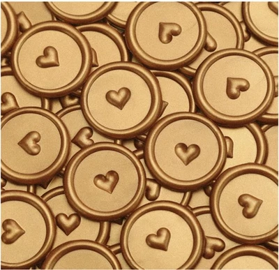 Pegatinas de sello de cera - Pegatinas de sello de sobre de invitación de corazón 3D, 50... Foto 1 de 4
