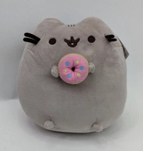 Gund Pusheen Gray Cat w Sprinkles Donut 9" Plush Stuffed Toy Pink Doughnut - Picture 1 of 5
