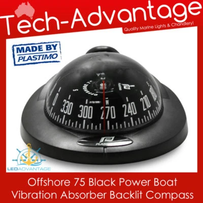 OFFSHORE MARINE BOAT BLACK - LED BACKLIGHT VIBRATION ABSORBER AUSTRALIA COMPASS - image 1 of 4