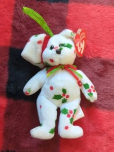 Vintage TY Christmas Jingle Beanie 1998 Holiday Teddy Bear Plush Ornament 5" - Picture 1 of 11