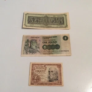 Lot of European Bank Notes-Greece, Spain, and Scotland  - Picture 1 of 8