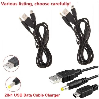 2IN1 USB DC Power Charger Data Transfer Cable for Sony Playstation PSP 1000 2000 - Image 1 of 4