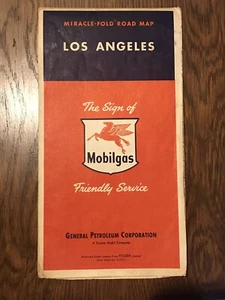 MOBILGAS MIRACLE-FOLD ROAD MAP LOS ANGELES VINTAGE SUPER CONDITION - undated - Picture 1 of 7
