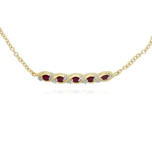 Pulsera retorcida de cinco rubí y diamantes estilo clásico en oro amarillo de 9 quilates - Imagen 1 de 1