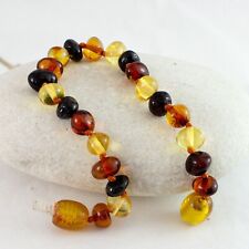 Baltic Amber Anklet/Bracelet, Genuine Amber Multicolour Baroque Beads, 15cm