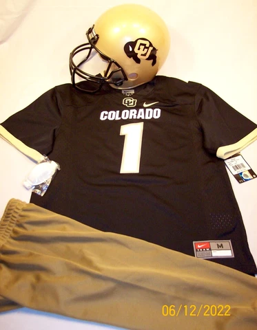 NWT YOUTH MEDIUM #1 COLORADO BUFFALOS FOOTBALL JERSEY HELMET UNIFORM COACH PRIME Cover