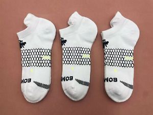 3 Pairs Bombas Women's Running Honeycomb Ankle Sock size Medium 8-10.5 white