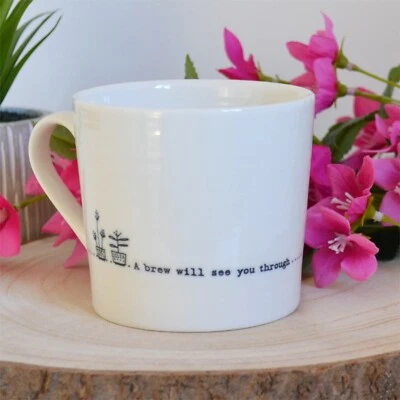 East Of India Porcelain Mug In A Gift Box 'A brew will see you through ' - Image 1 of 4