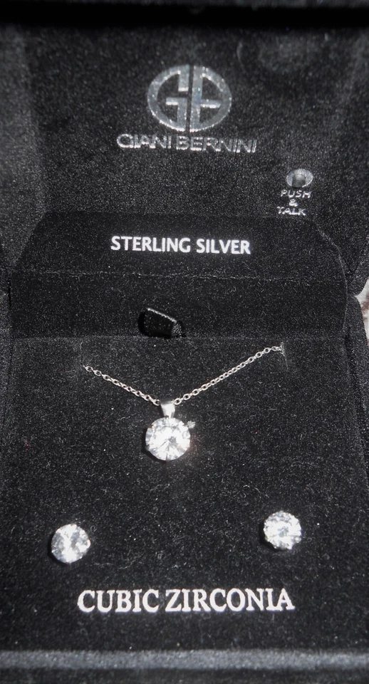 Giani Bernini Cubic Zirconia Necklace and Earring Set in Sterling Silver