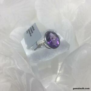 Size N-O, Amethyst and Diamond, Sterling Silver Ring tgw, 2.23 cts