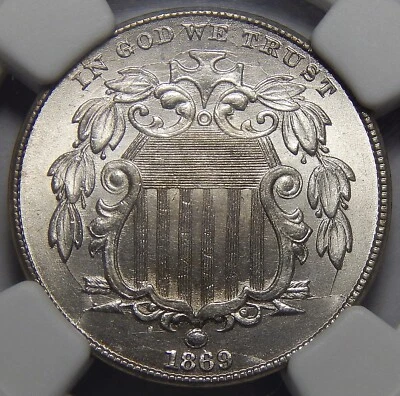 1869 NGC MS65+ SHIELD NICKEL - Image 1 of 4