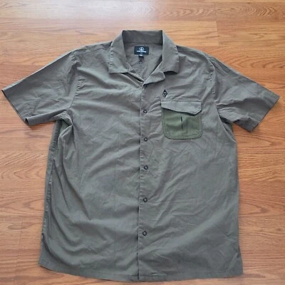 VOLCOM STONE SKATE VITALS ALEC MAJERUS Men's Woven Shirt Medium Military Green - Image 1 of 4