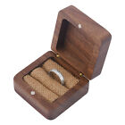 Ring Box Proposal Flip Lid Wooden Case Rustic For Wedding 2 Slot Square Magnetic