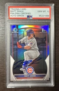 2023 Bowman Draft Chrome Matt Shaw Refractor PSA 10 Auto #BDC-33 Cubs - Picture 1 of 1