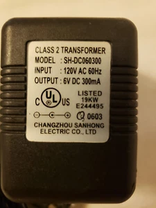 AC DC Adapter Class 2 Trafo SH-DC060300 Input 120V Output 6V - Bild 1 von 5