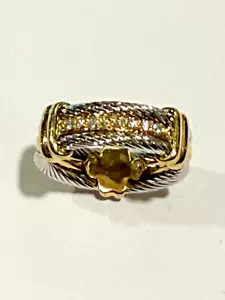 Philippe Charriol 18k Yellow Gold Diamond Cable Ring - Picture 1 of 9