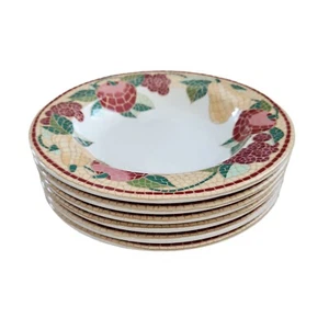 Set of 6 Pier 1 Imports Mosaic Fruit Soup Salad Cereal Bowl P1 Earthenware Italy - Picture 1 of 6