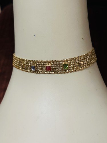 Collana Choker Vintage anni '90 Givenchy Chainmail Tono Oro