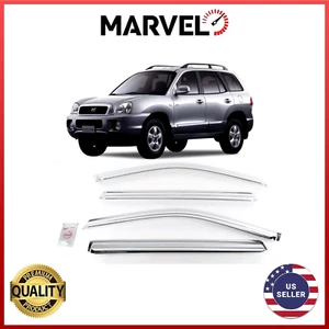 For Hyundai Santa Fe 2000-2005 Chrome Window Visor Rain Guard Deflectors - Picture 1 of 3