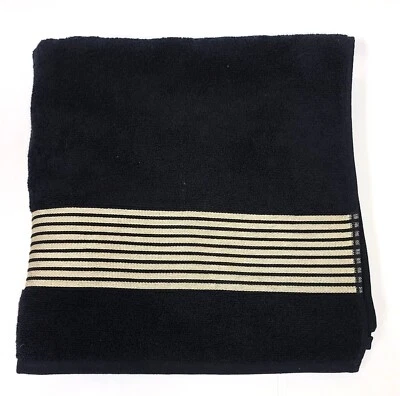 NEW JUICY COUTURE COTTON BLACK,GOLD STRIPES BATH,HAND TOWEL OR 2 FINGER TIP - Image 1 of 4