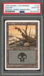 Magic The Gathering 1999 Magic The Gathering Portal Three Kingdoms 172 Swamp PSA 10 gemas como nuevo P3K - Imagen 1 de 2