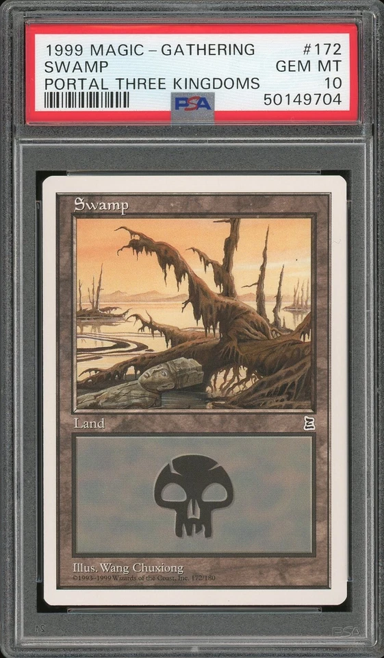 1999 Magic the Gathering MTG Portal Three Kingdoms 172 Swamp PSA 10 Gem Mint P3K - Image 1 of 2