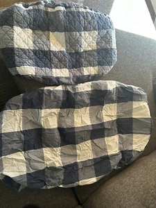 Crate & Kids Quilted changing Pad Cover & Crib sheet Buffalo Plaid blue & white - Picture 1 of 6