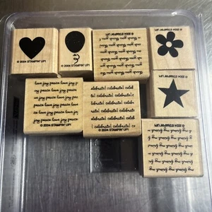Stampin' Up! JUEGO DE SELLOS MONTADOS EN MADERA, RETIRADOS, MINI MENSAJES, JUEGO DE 8 SELLOS Bonito - Imagen 1 de 9