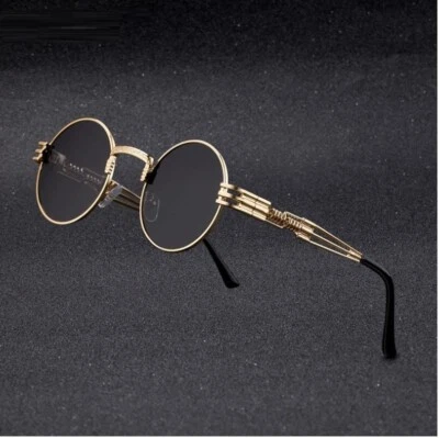 Gafas de sol Hombres Tonos Redondos Marco Dorado Estilo Hip Hop Retro Nuevo Modelo Gafas Foto 1 de 4